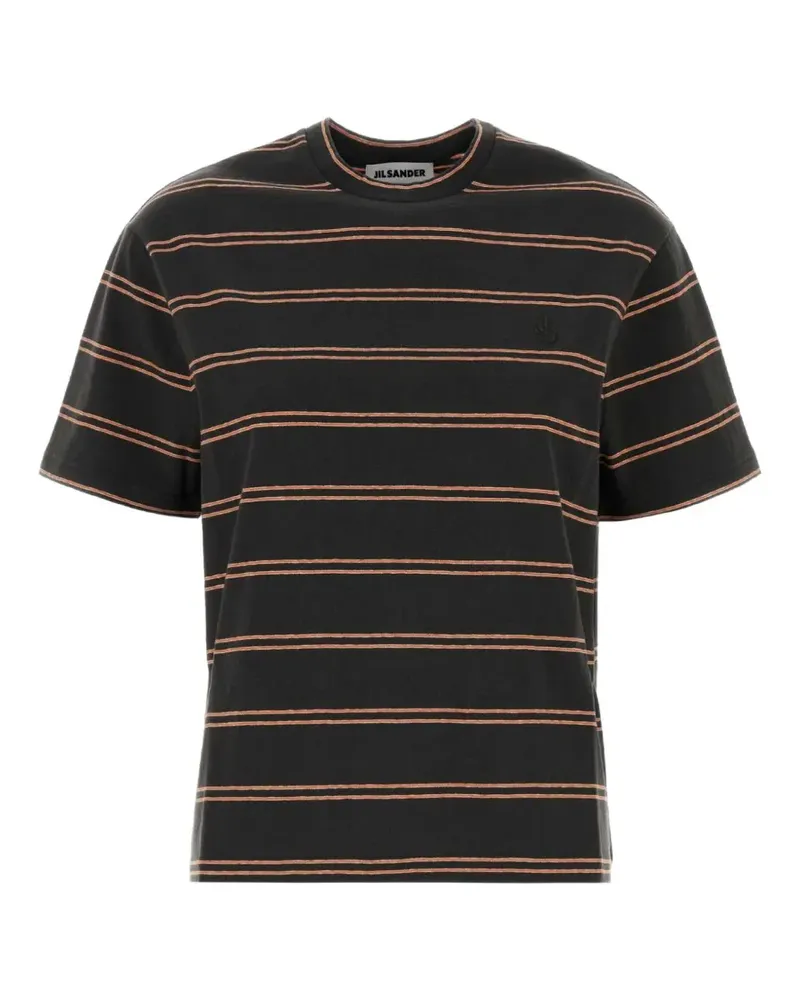 Jil Sander striped embroidered T-shirt - Schwarz Schwarz