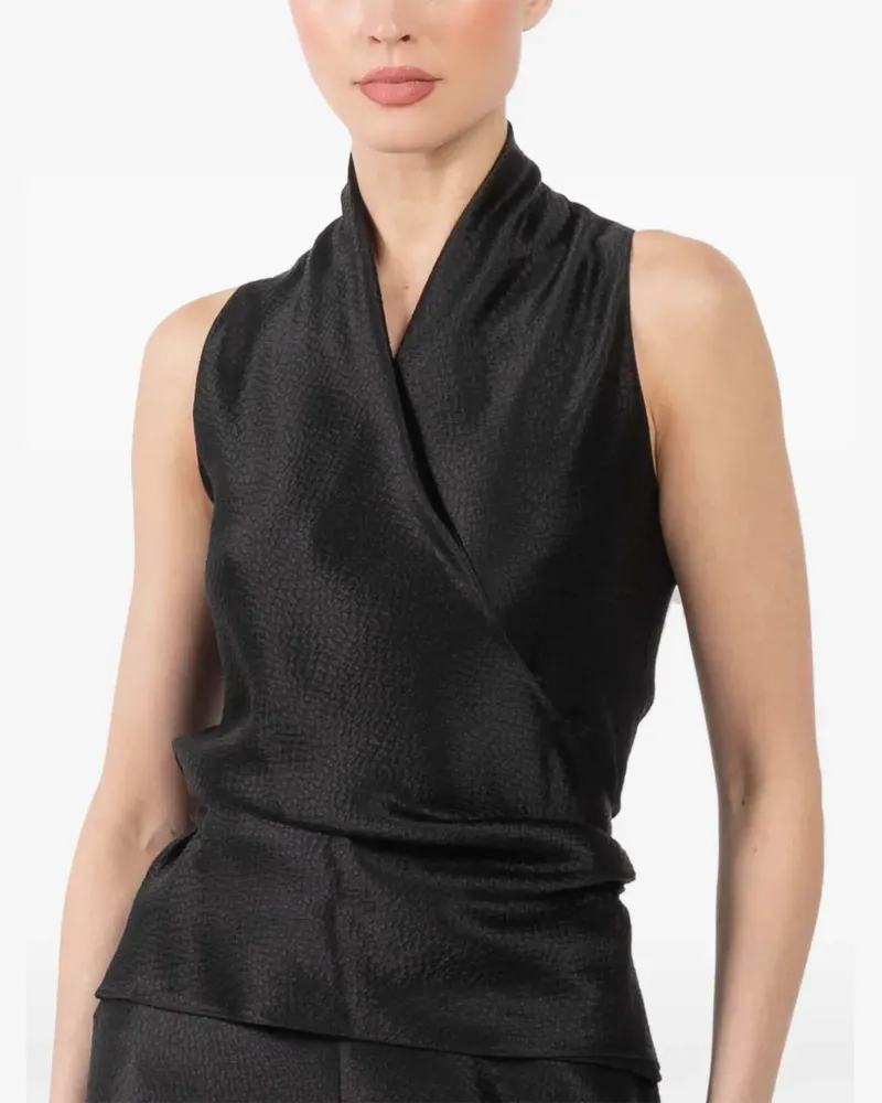 Peter Cohen wrap-design blouse - Schwarz Schwarz