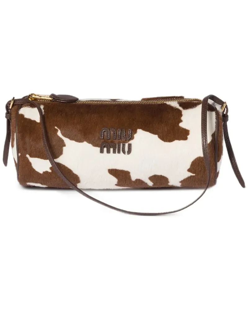 Miu Miu Schultertasche mit Logo-Stickerei - Braun Braun