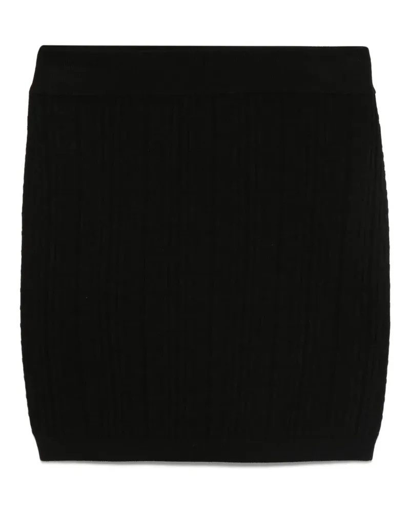 Balmain Midirock aus geripptem Strick - Schwarz Schwarz