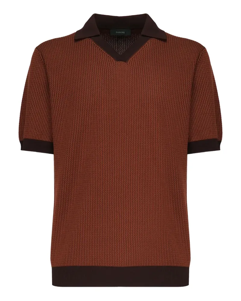 Zanone Poloshirt mit Waffelstrick-Muster - Braun Braun