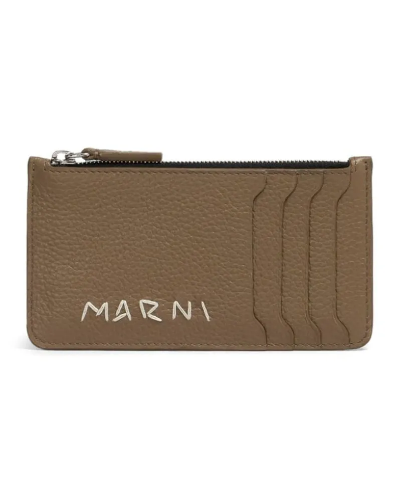 Marni Kartenetui mit Logo-Stickerei - Nude Nude