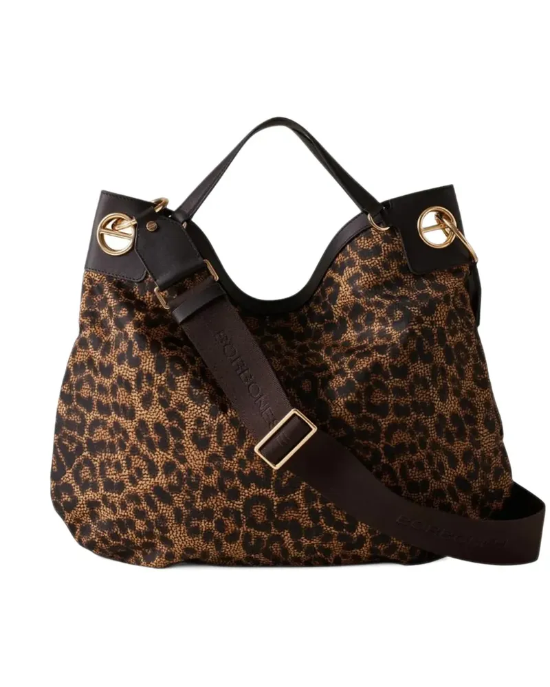 Borbonese large London leopard-print shoulder bag - Braun Braun