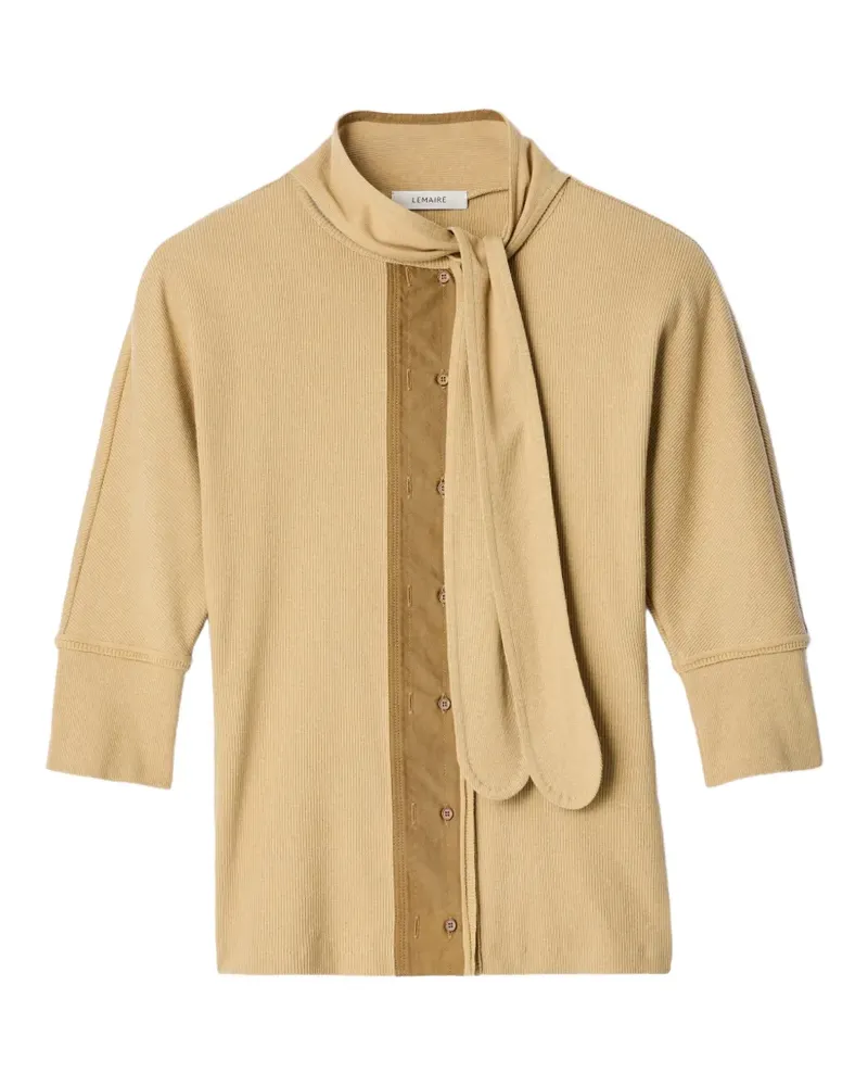Christophe Lemaire Ascot T-shirt in linen and cotton ribbed jersey - Nude Nude