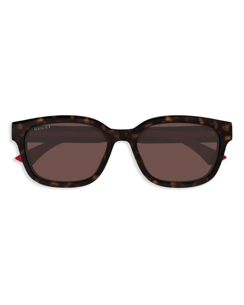 Gucci Sonnenbrille mit eckigem Gestell - Rot Rot
