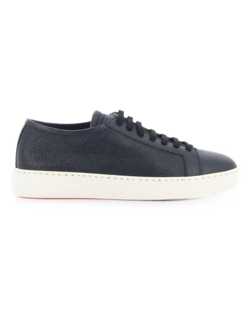 Santoni perforated-detail leather sneakers - Blau Blau