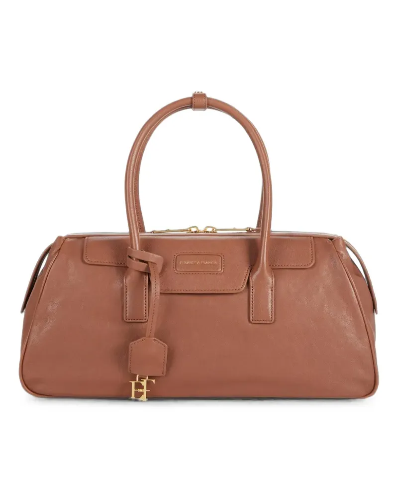Elisabetta Franchi Mittelgroße Boston Tasche aus Nappaleder - Braun Braun