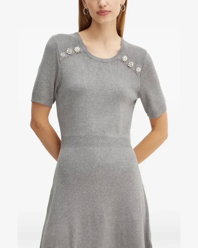 Morgan Verziertes Minikleid mit kurzen Ärmeln - Grau Grau