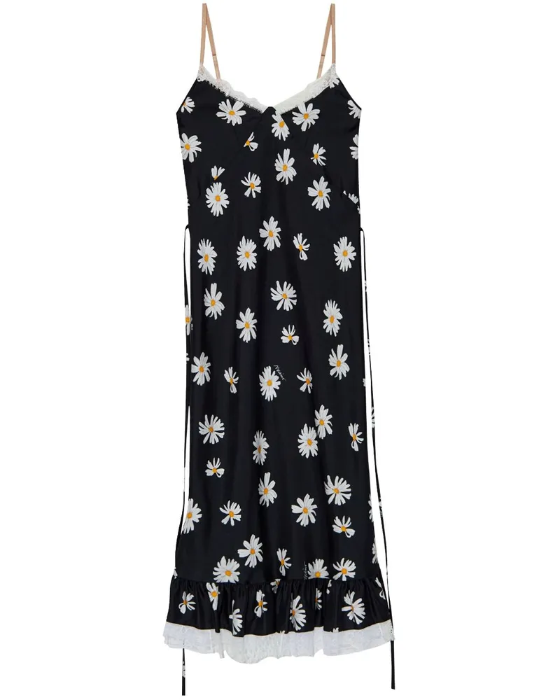 Moschino Midikleid mit Margeriten-Print - Schwarz Schwarz