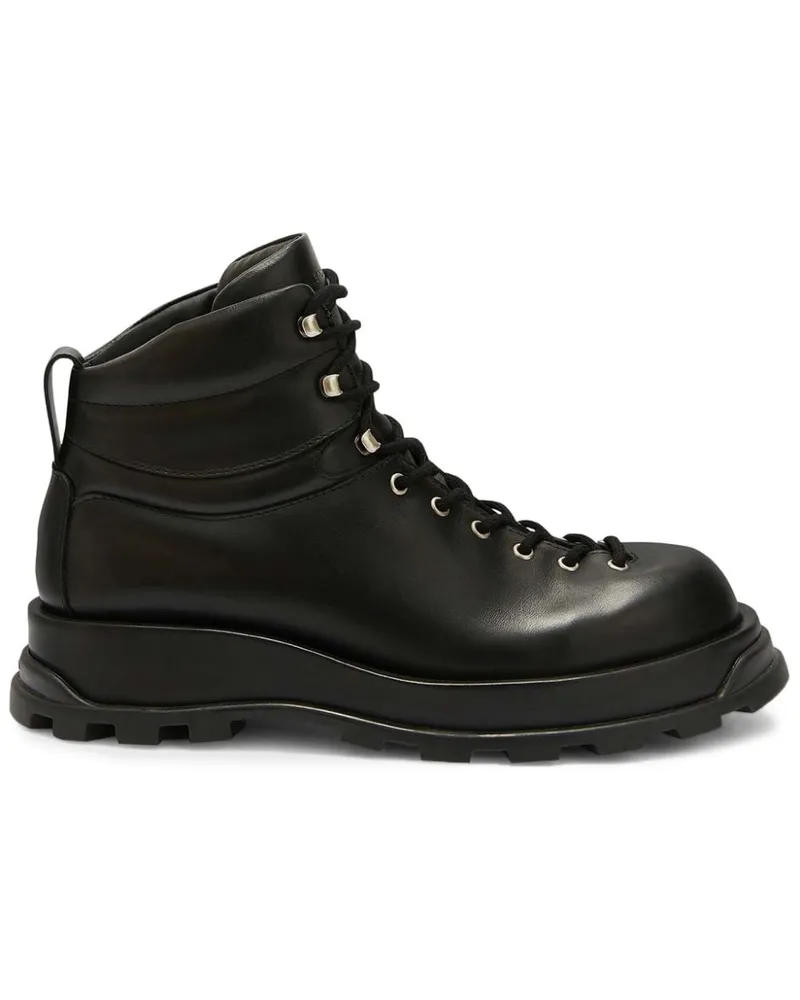 Jil Sander Knöchelhohe Schnürstiefel - Schwarz Schwarz