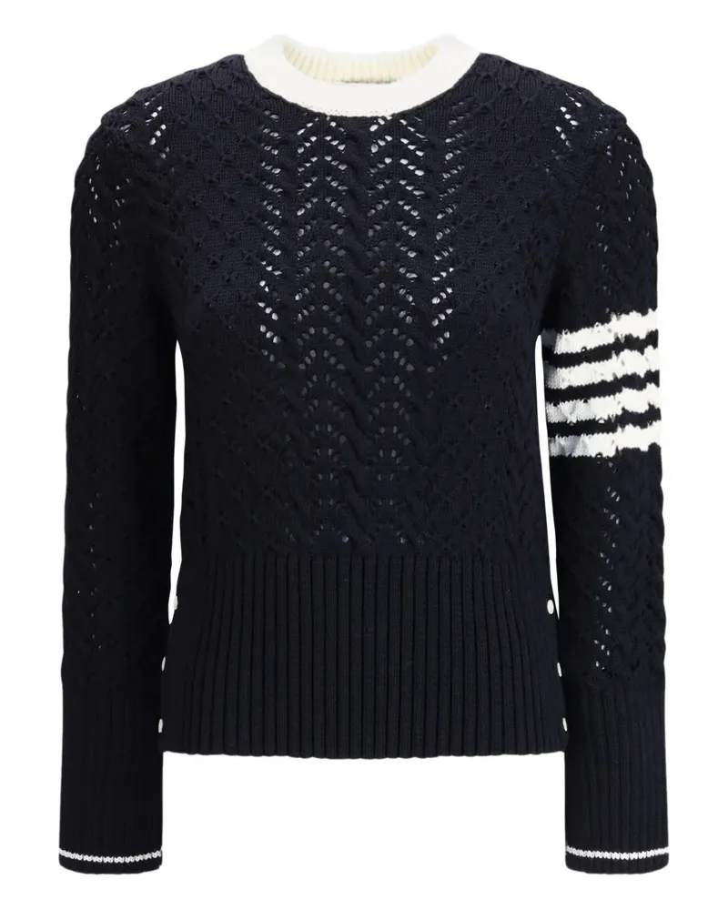 Thom Browne Zopfmuster-Pullover mit Pointelle-Stickerei - Blau Blau