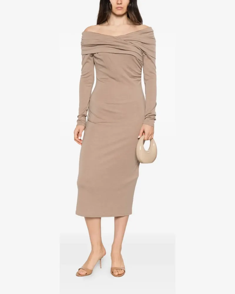 MARELLA Schulterfreies Midikleid mit Drapierung - Grau Grau