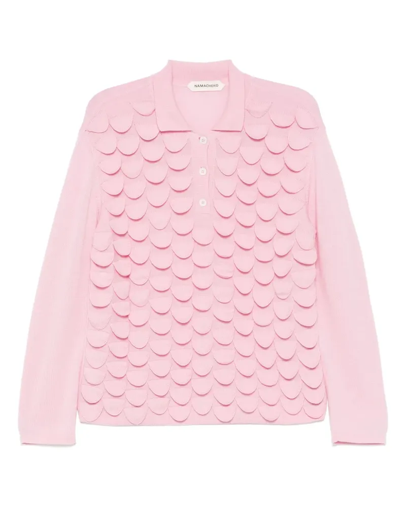Namacheko Poloshirt mit Vogelfedern - Rosa Rosa