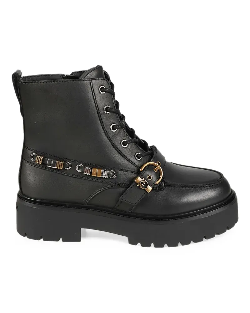 Pinko buckle-detail lace-up ankle boots - Schwarz Schwarz