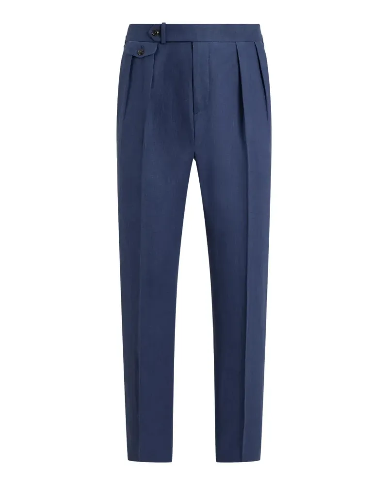 Ralph Lauren Leinenhose mit Bundfalten - Blau Blau