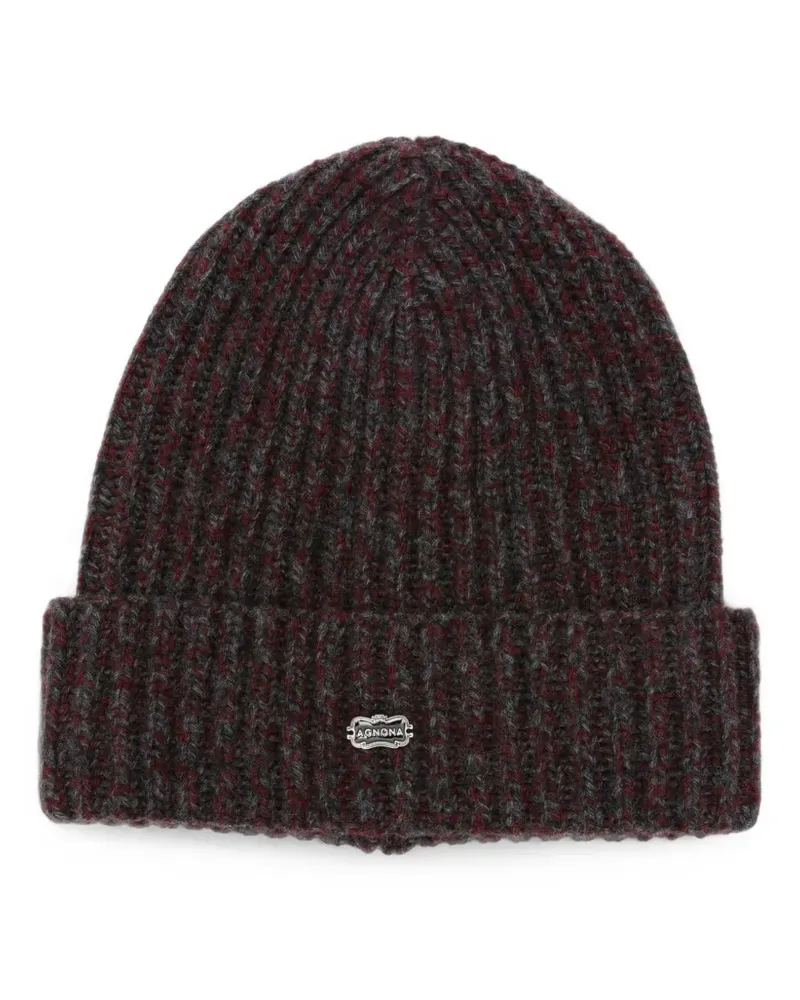 AGNONA ribbed-knit beanie hat - Rot Rot