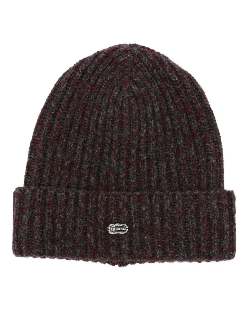 AGNONA Gerippte Beanie - Rot Rot