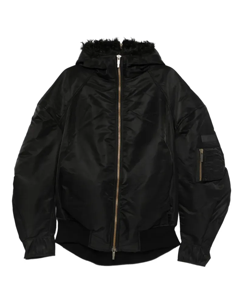 Feng Chen Wang hooded zip coat - Schwarz Schwarz
