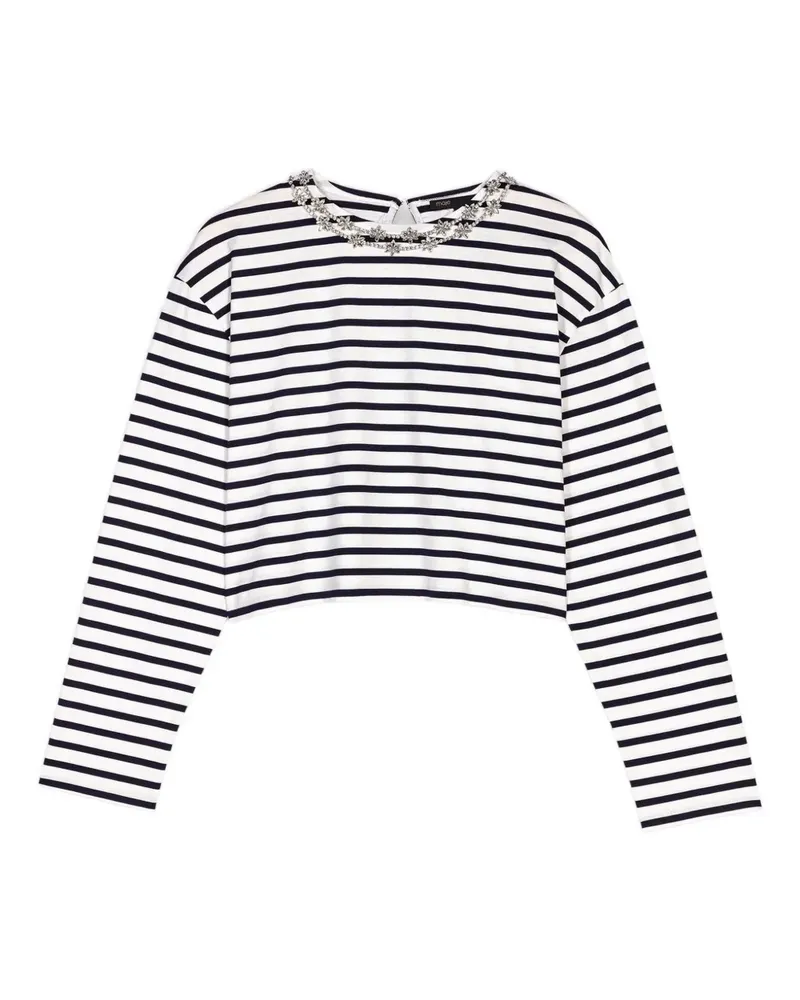 Maje Gestreiftes Langarmshirt - Weiß Weiß