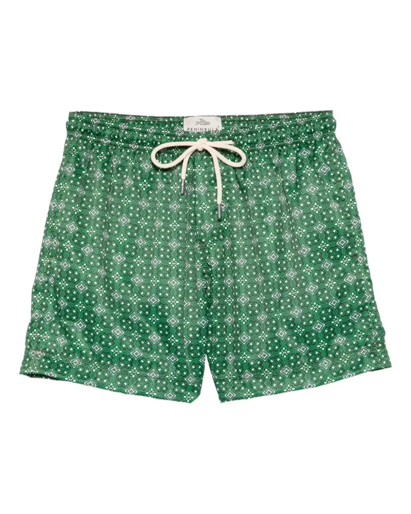 PENINSULA Caprera geometric-print drawstring swim shorts - Grün Grün
