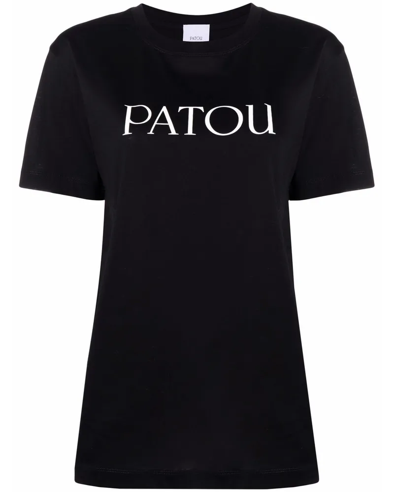 Patou T-Shirt aus Bio-Baumwolle mit Logo-Print Schwarz