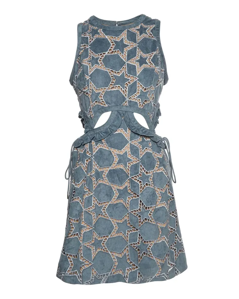 Self-Portrait embroidered cutout mini dress - Blau Blau