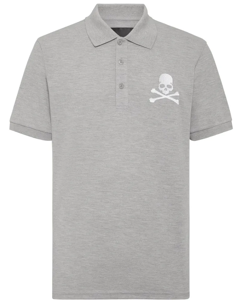 Philipp Plein Poloshirt mit aufgesticktem Totenkopf - Grau Grau