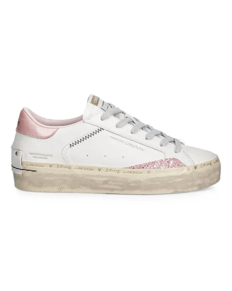 Crime Distressed glitter-panel sneakers - Weiß Weiß
