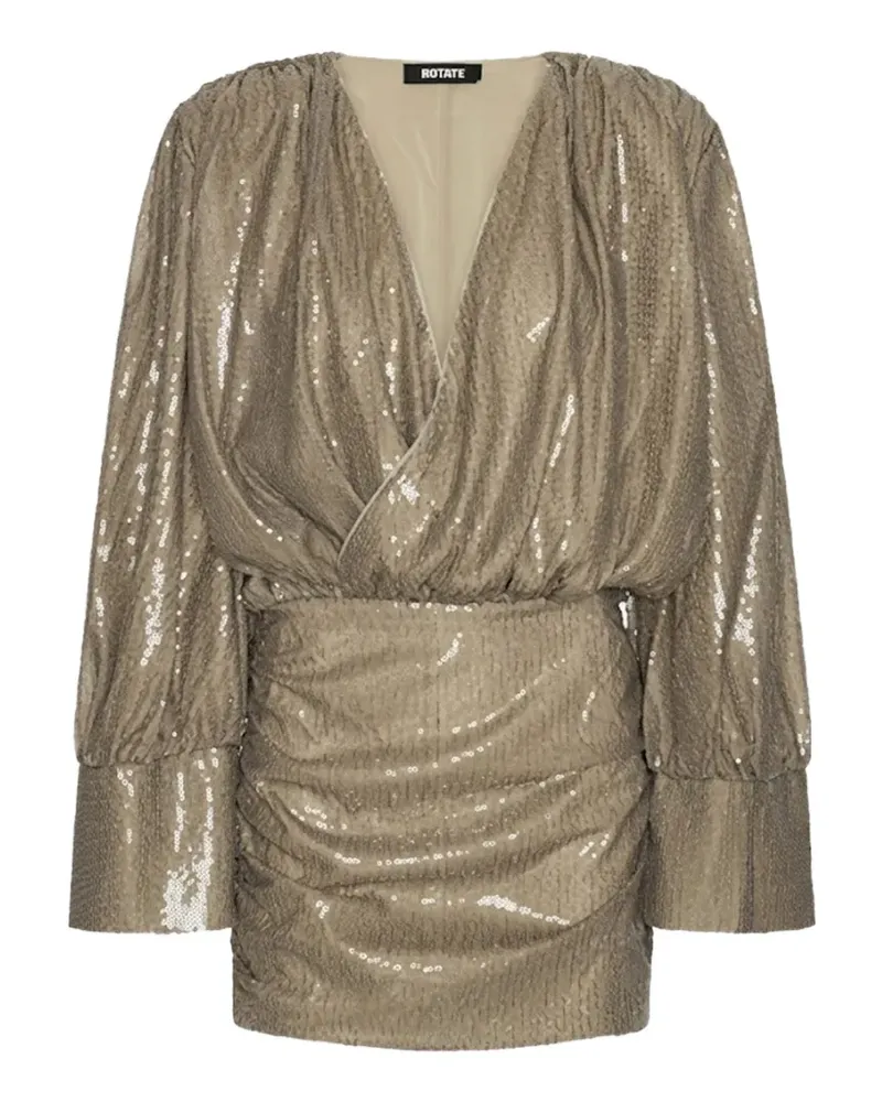 ROTATE Birger Christensen sequin-embellished ruched dress - Nude Nude