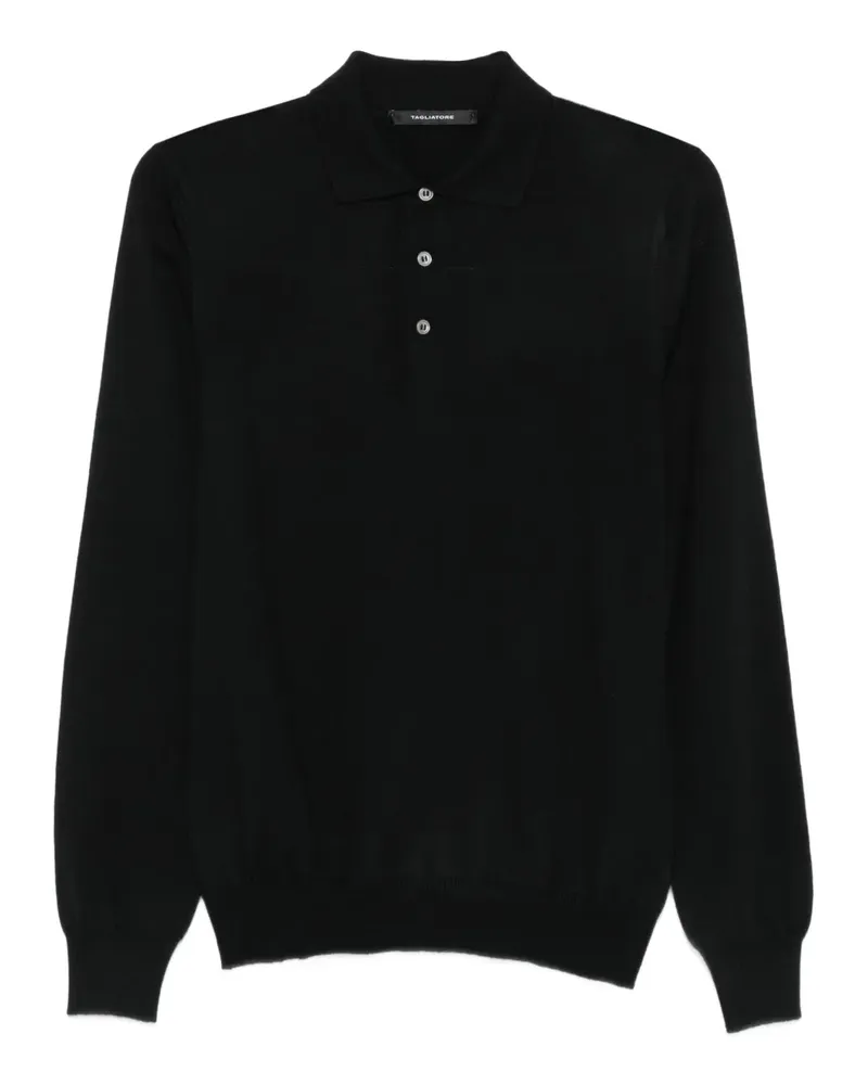 Tagliatore Langärmeliges Poloshirt - Schwarz Schwarz
