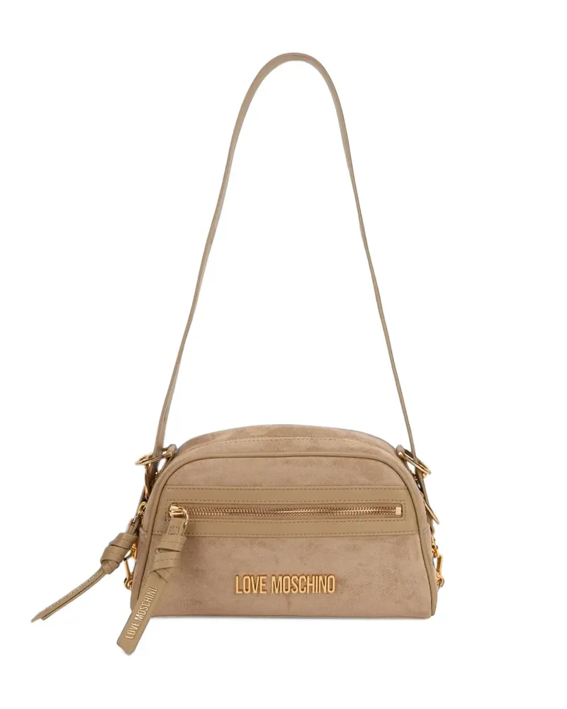 Moschino Schultertasche mit Logo-Schild - Nude Nude