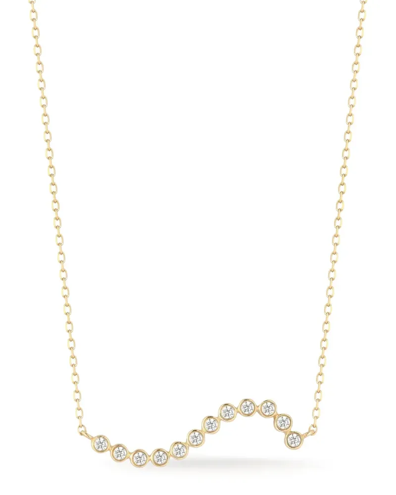 MATEO 14kt Wave Gelbgoldhalskette mit Diamant-Anhänger Gold