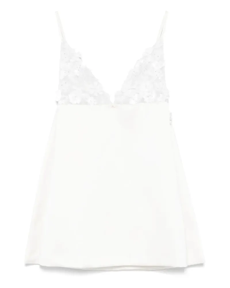 Elisabetta Franchi Minikleid mit Blumenapplikation - Weiß Weiß