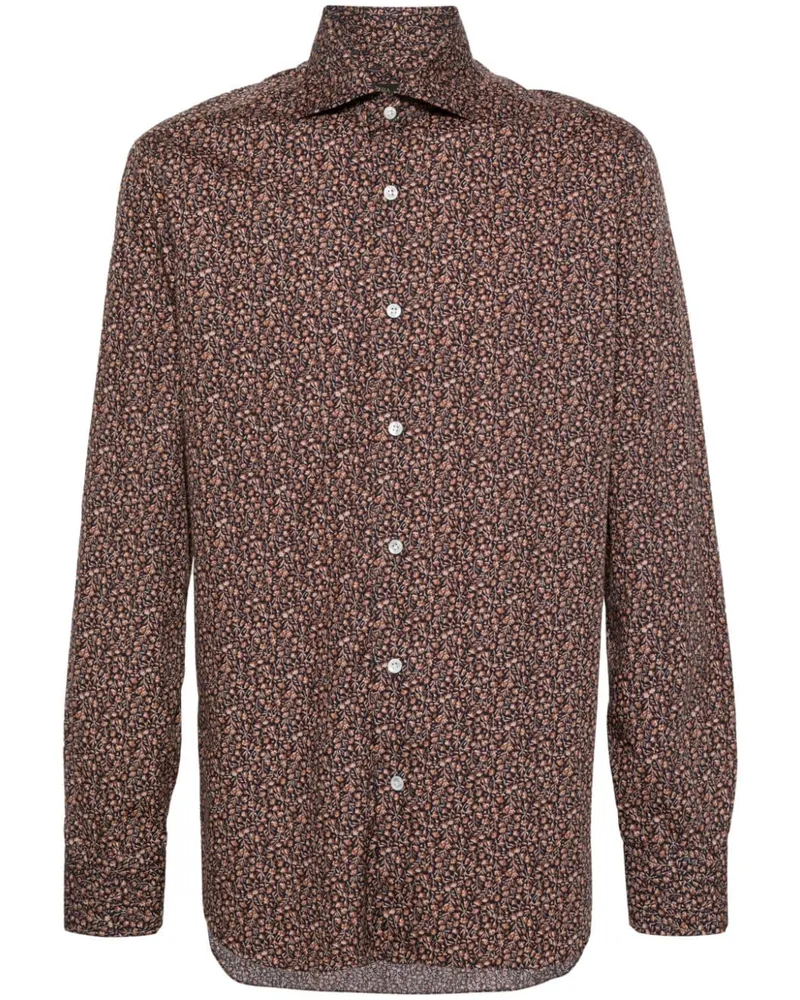 BARBA Hemd mit Blumen-Print - Blau Blau