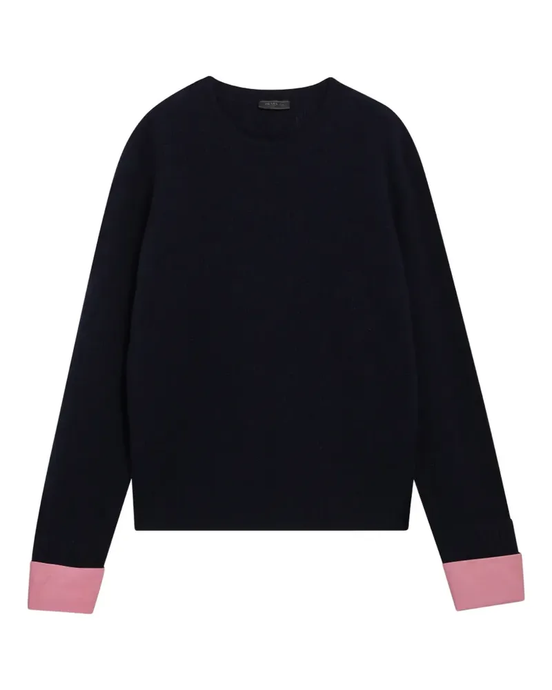 Prada Pullover mit Dreiecks-Patch und Bündchen im Layering-Look - Blau Blau