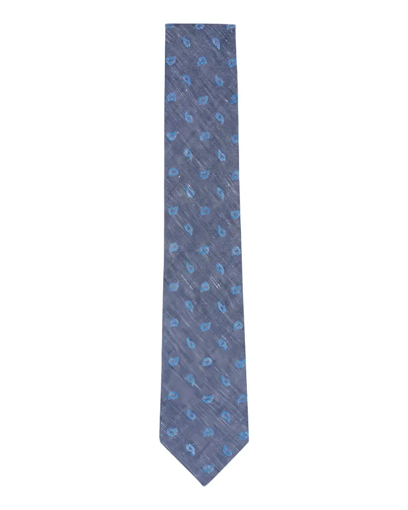 Ermenegildo Zegna paisley-embroidered chambray tie - Blau Blau