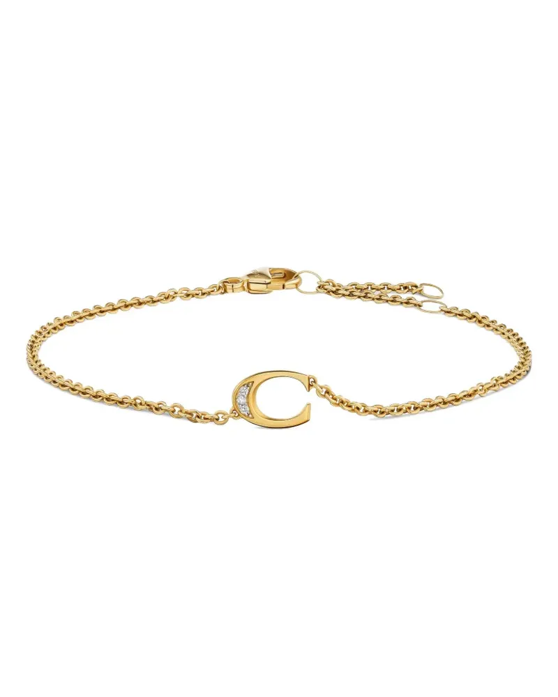 David Yurman 18kt Petite Pavé Initial Gelbgoldarmband mit Diamant Gold