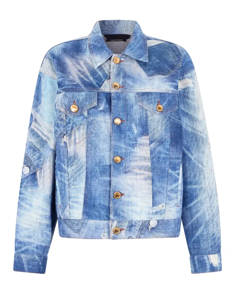 Roberto Cavalli patchwork-effect denim jacket - Blau Blau