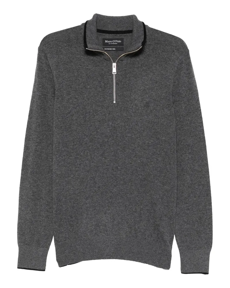 Marc O'Polo zip neck sweater - Grau Grau