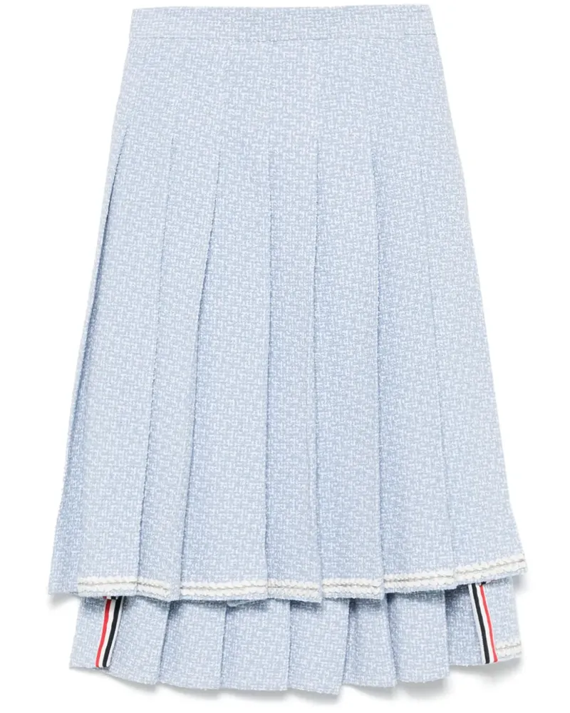 Thom Browne Mittellanger Tweed-Rock mit Falten - Blau Blau