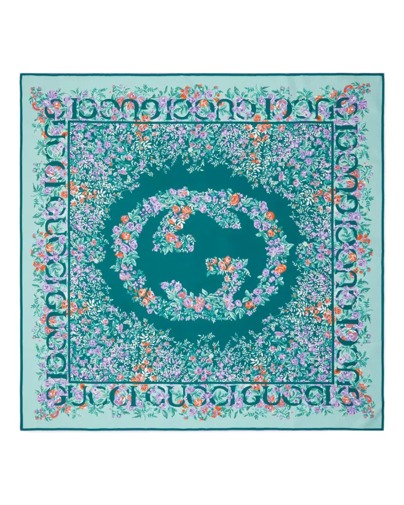 Gucci Schal mit Blumen-Print - Grün Grün