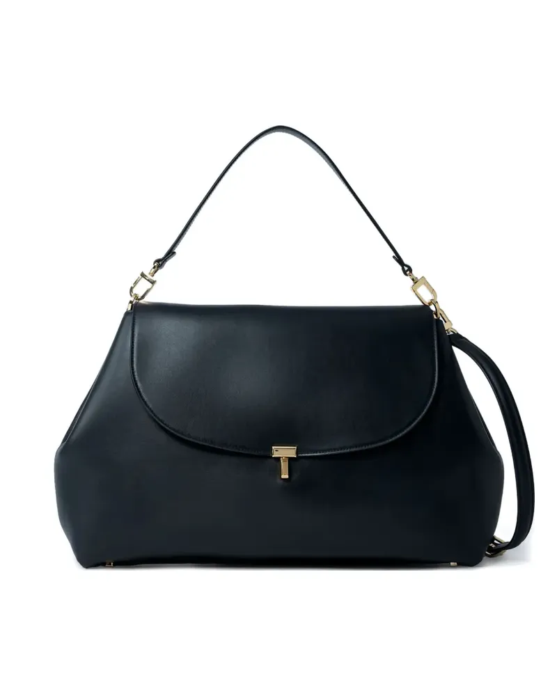 Totême Abgerundete T-Lock Schultertasche - Schwarz Schwarz