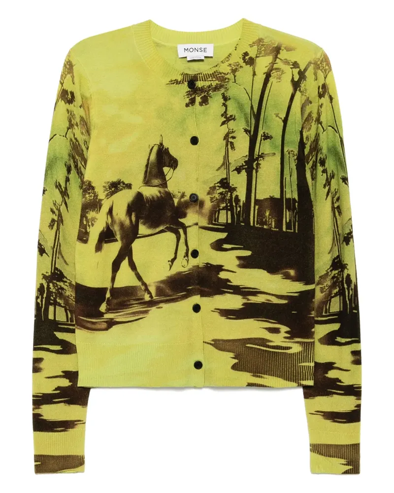 Monse Cardigan mit grafischem Print - Grün Grün