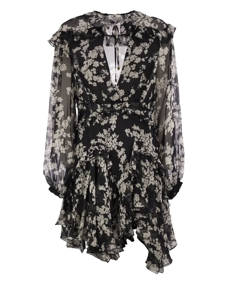 Elisabetta Franchi Geblümtes Minikleid - Schwarz Schwarz