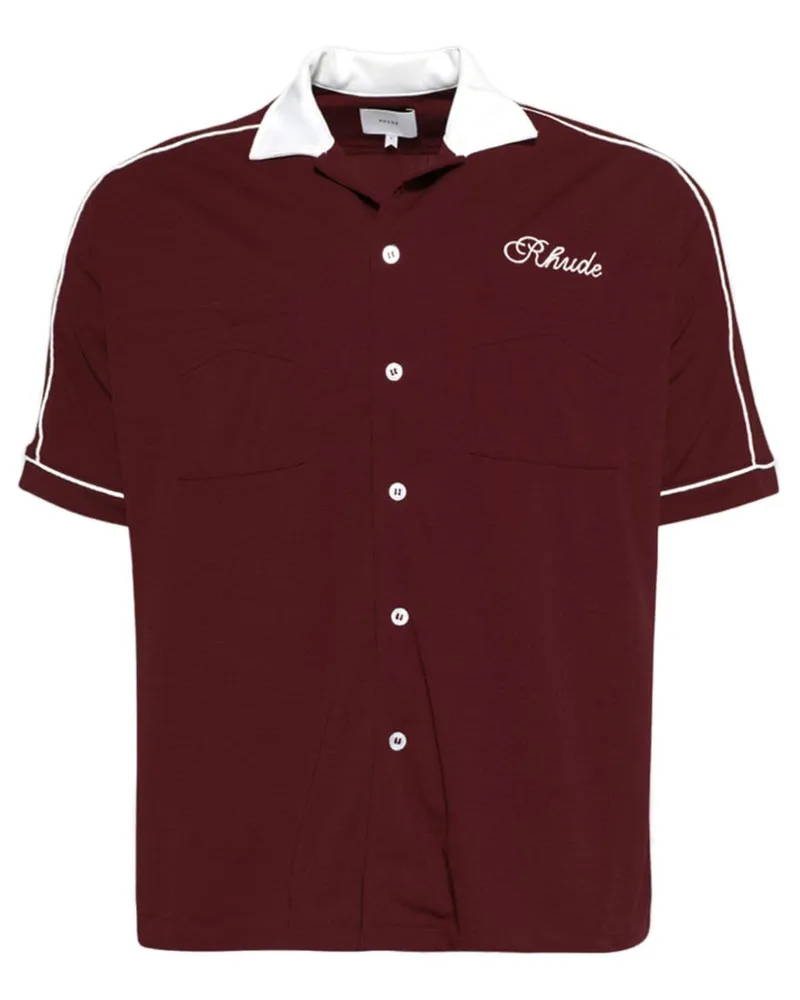 RHUDE Chamonix Mont-Blanc Bowlinghemd - Rot Rot
