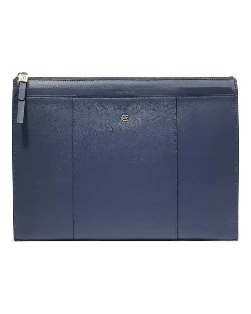 Piquadro panelled leather iPad® clutch bag - Blau Blau
