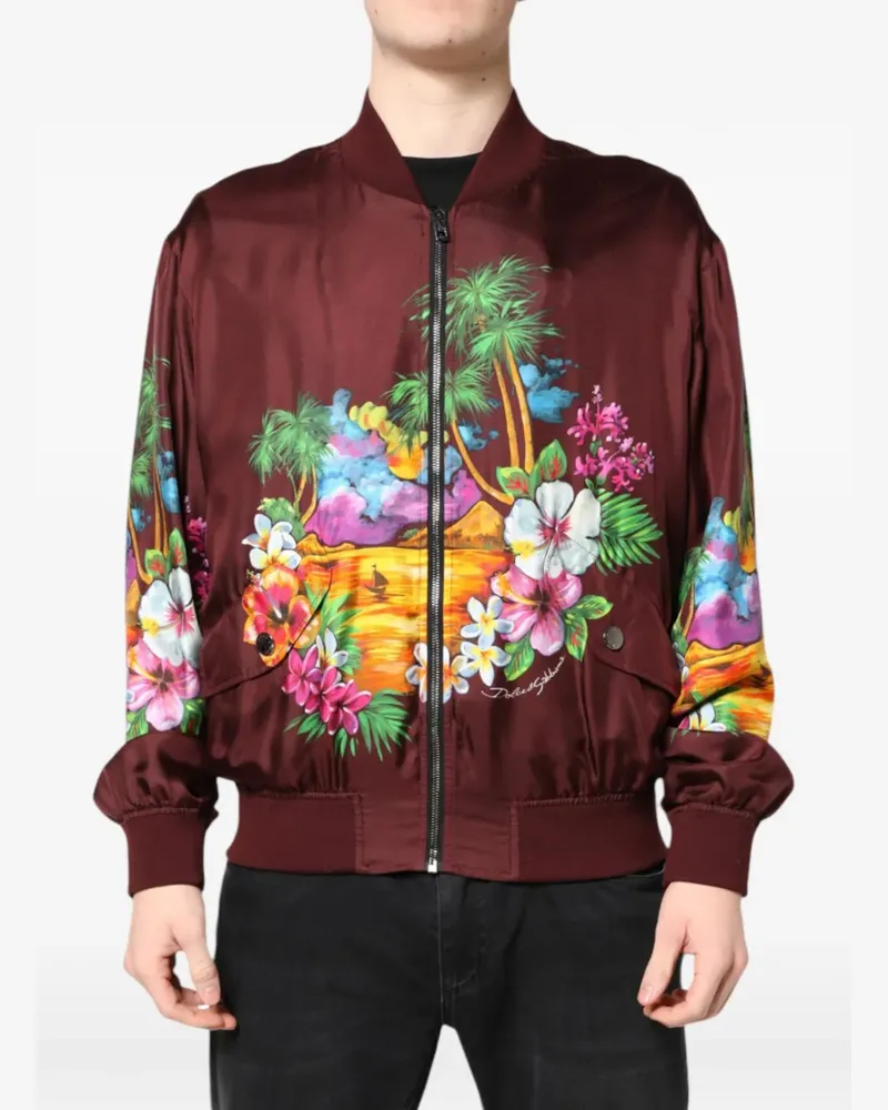 Dolce & Gabbana tropical-print silk jacket - Braun Braun