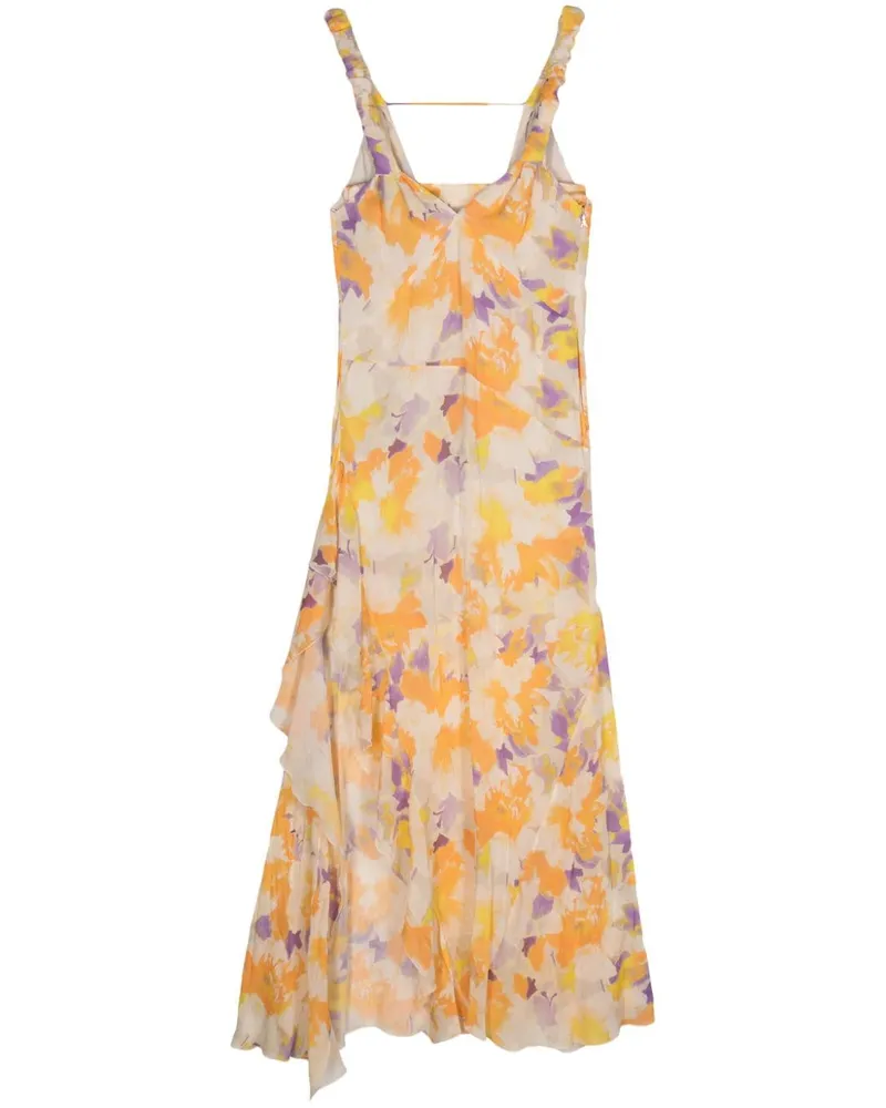 Patrizia Pepe Asymmetrisches Kleid mit Blumen-Print Orange