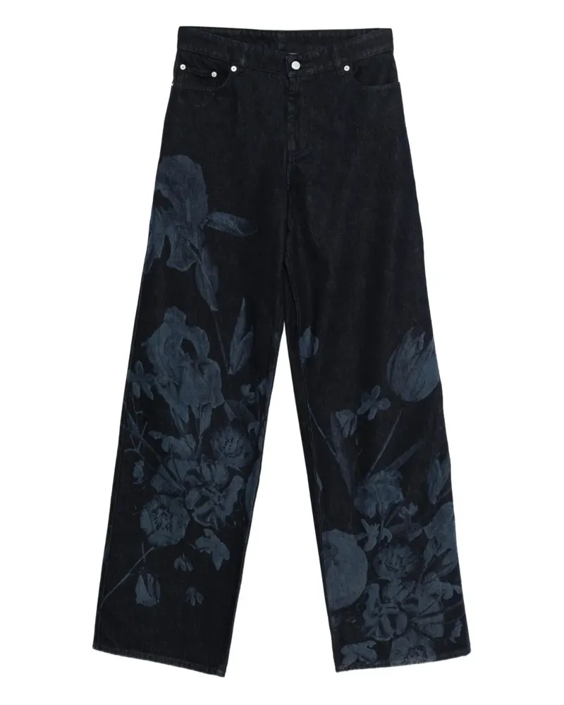 Erdem floral-print straight-leg jeans - Blau Blau