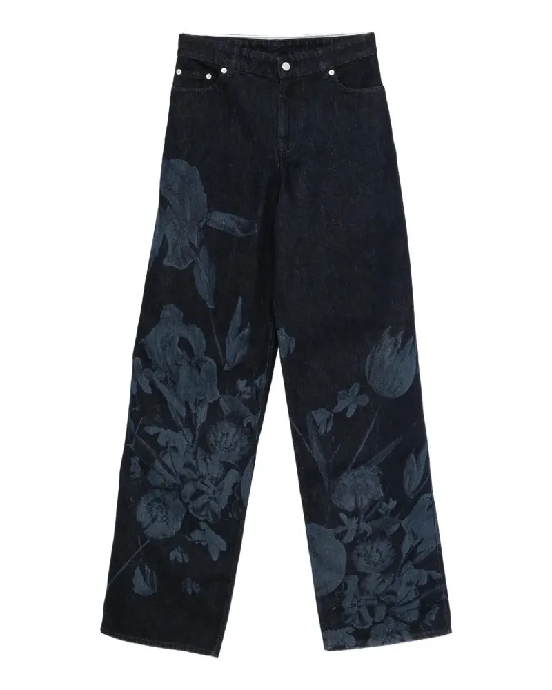 Erdem Gerade Jeans mit Blumen-Print - Blau Blau